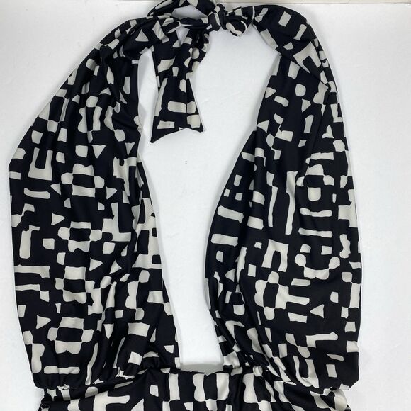 Banana Republic Womens Sz Large Halter Twisted Knot Black One-Piece Swimsuit - Picture 4 of 8